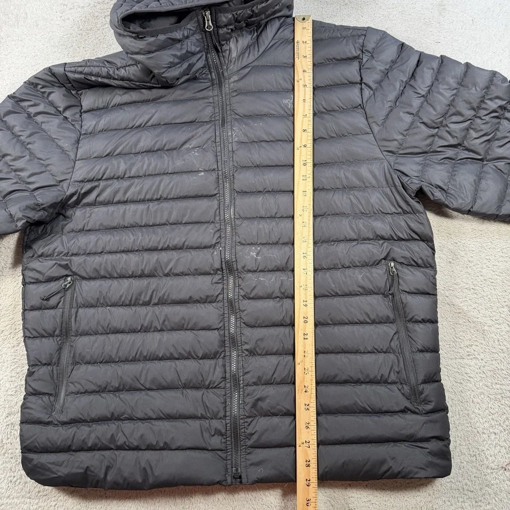 The North Face Jacket Mens 2XL Black Down Puffer 700 Stretch Hooded Full Zip